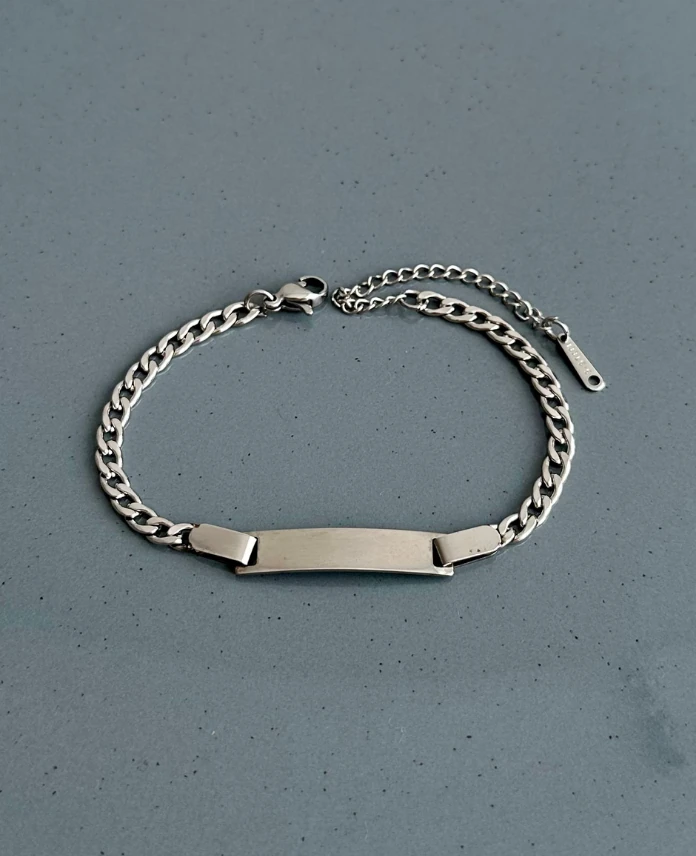 çelik silver çocuk plaka bileklik
