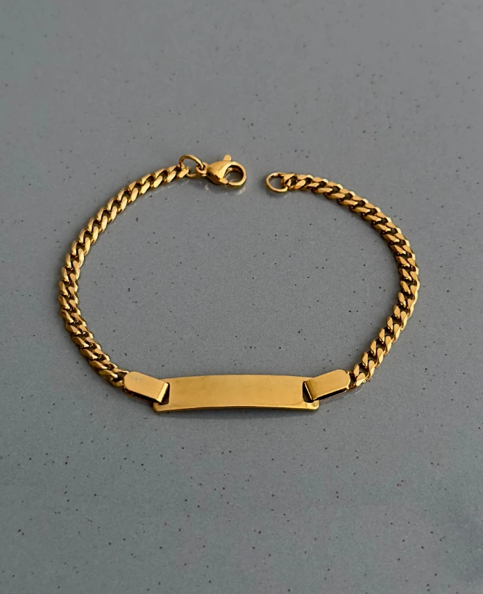 çelik gold çocuk plaka bileklik