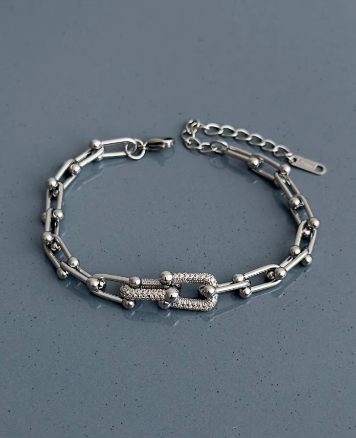 çelik silver tffny ortası taşlı bileklik