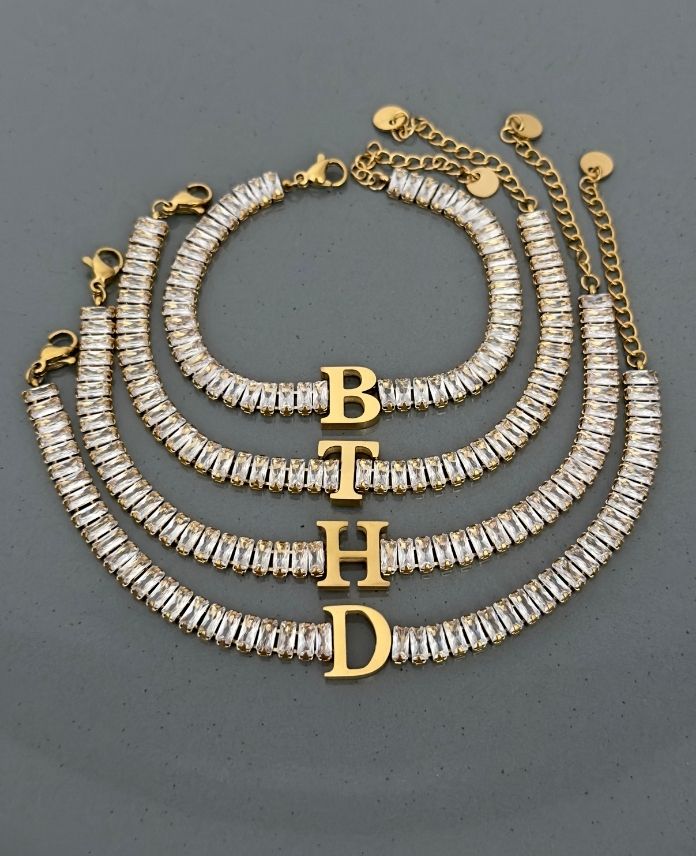 Çelik Gold Baget Suyolu Harf Bileklik