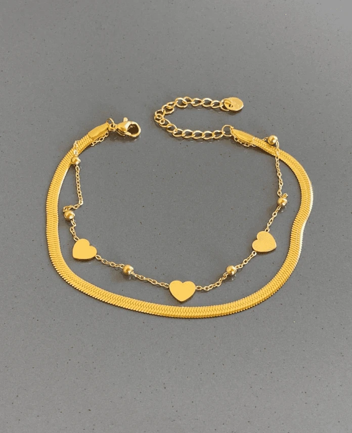 Çelik İtalyan Ve 3 Kalp Halhal
