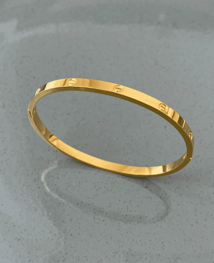 Çelik İnce Crt Taşsız Gold 65 mm Büyük Boy Kelepçe
