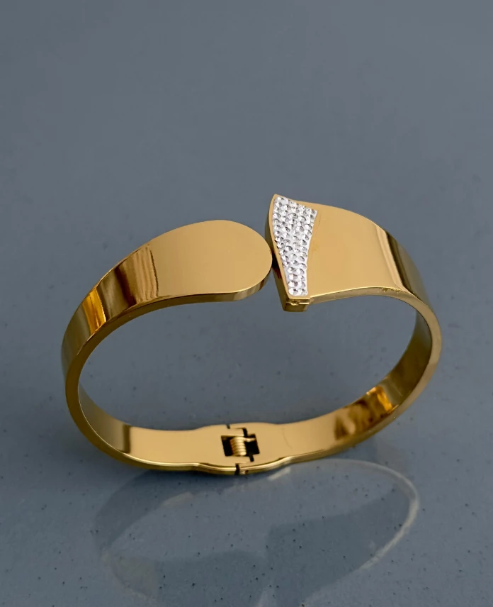 çelik gold ikili plaka taşlı kelepçe