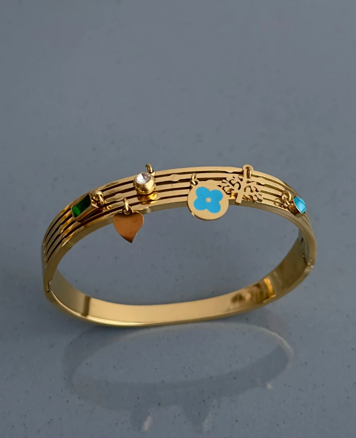 çelik gold charm kelepçe