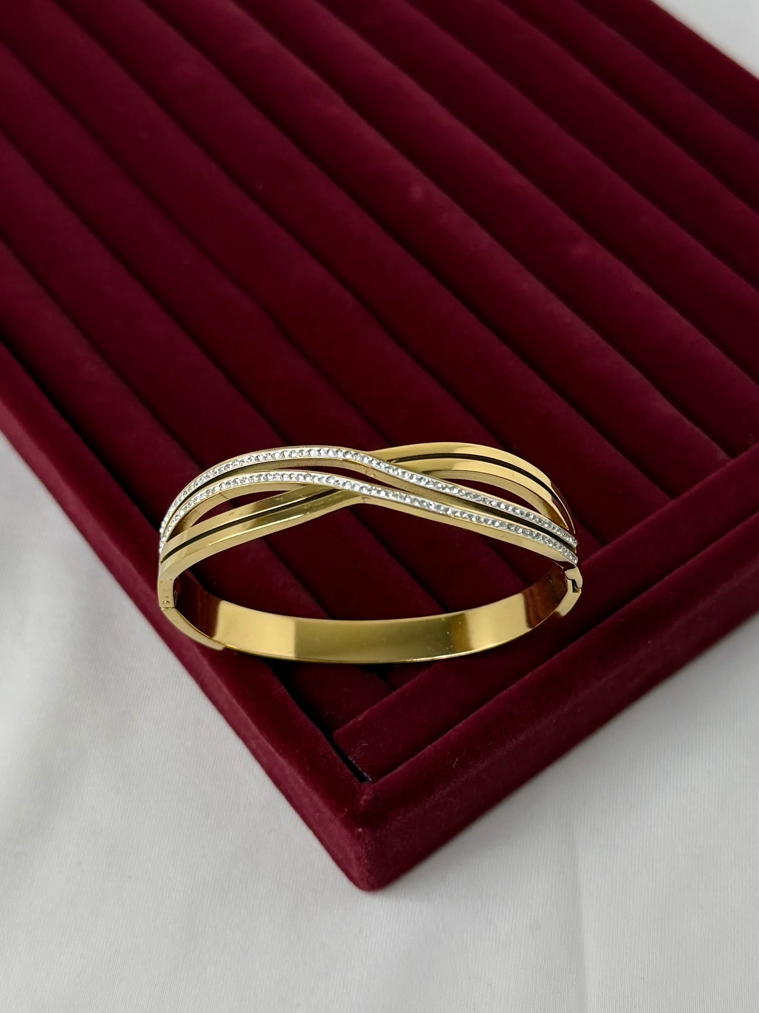 çelik gold sonsuzluk taşlı kelepçe