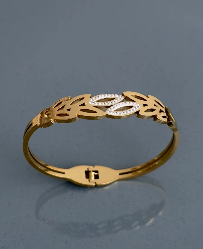 çelik gold yaprak taşlı kelepçe
