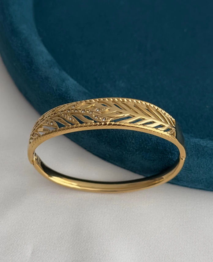 çelik gold yaprak taşlı kelepçe