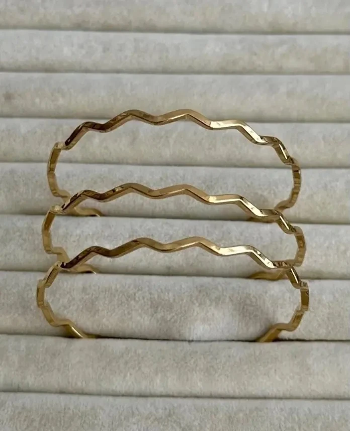 çelik gold Ajda zikzak 68mm büyük boy kelepçe