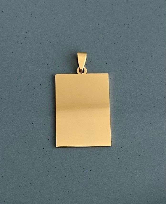 çelik  gold dikdörtgen 2,5x3,5cm kolye ucu