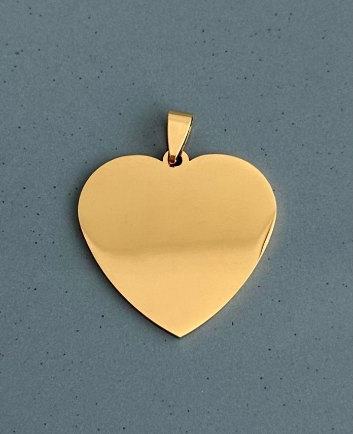 çelik gold kalp 2,7cm çap kolye ucu