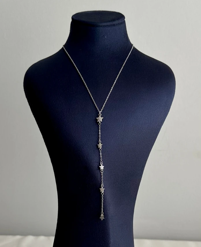 çelik silver yıldız uzun 55cm kolye