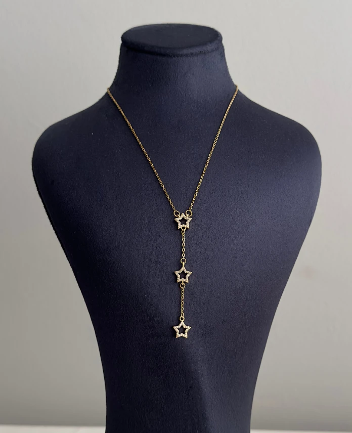 çelik gold yıldız 45cm kolye