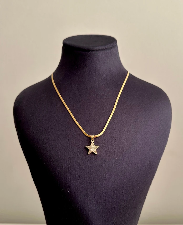 çelik gold yıldız italyan 45cm kolye