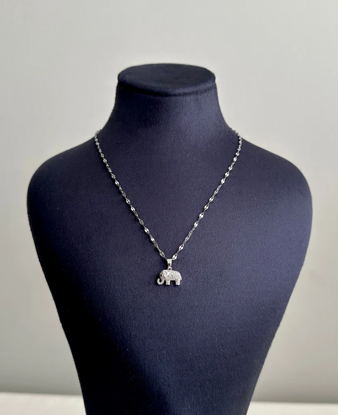 çelik silver fil parlak zincir 45cm kolye
