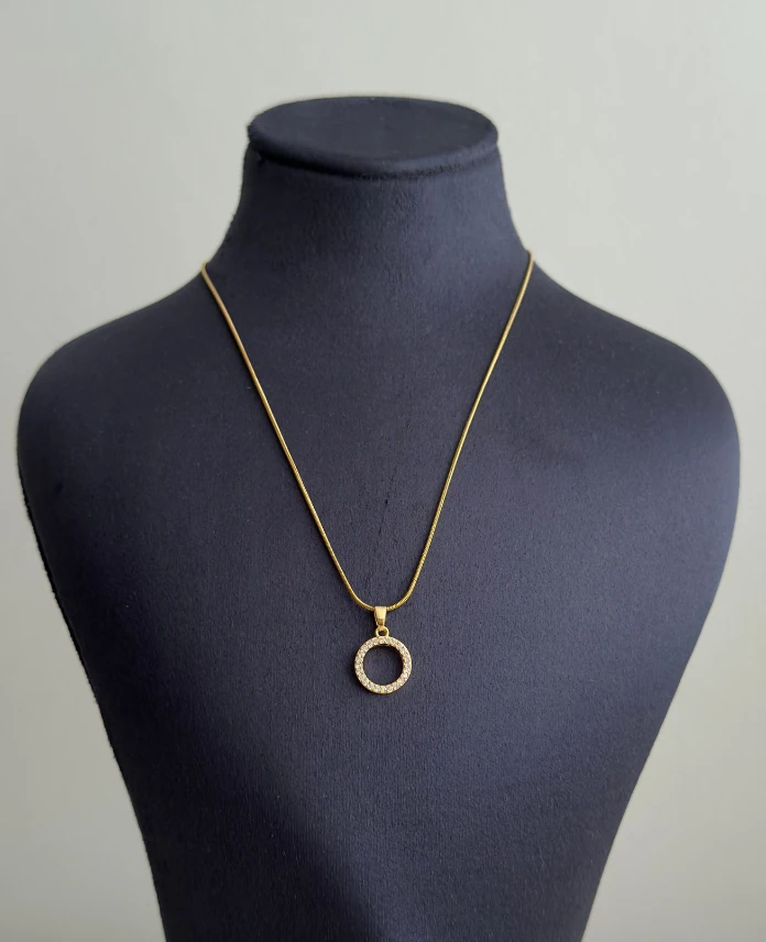 çelik gold taşlı yuvarlak zincir 45cm kolye
