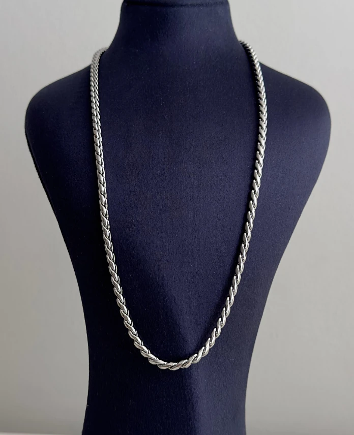 çelik silver farklı burgu 60cm kolye