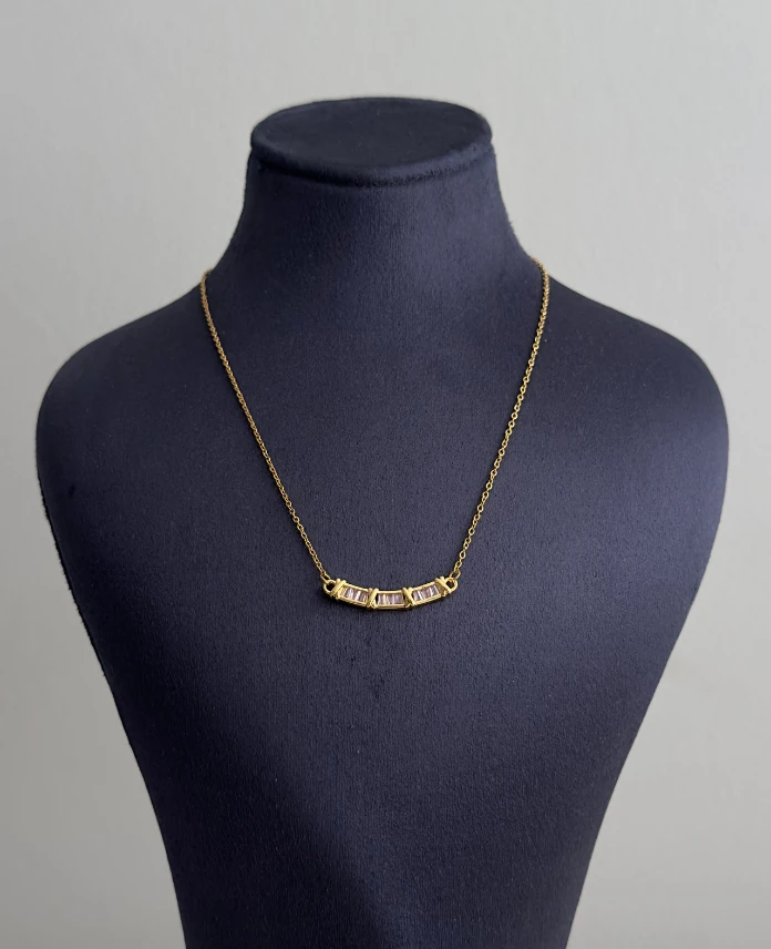çelik gold pembe xox 45cm kolye