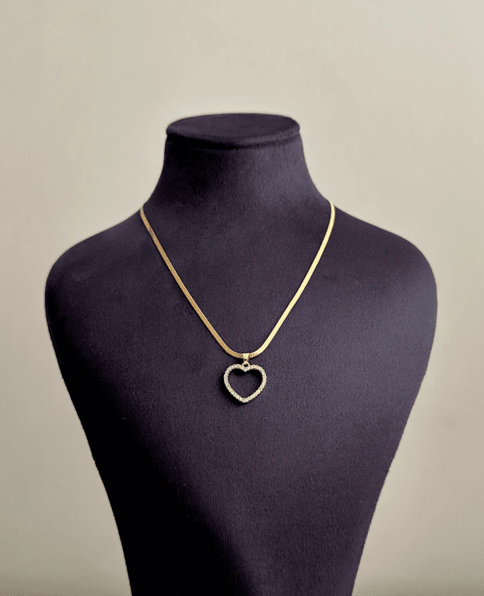 çelik gold kalp italyan 45cm kolye