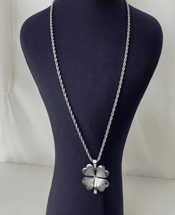 Çelik Yonca Burgu 60cm Silver Kolye