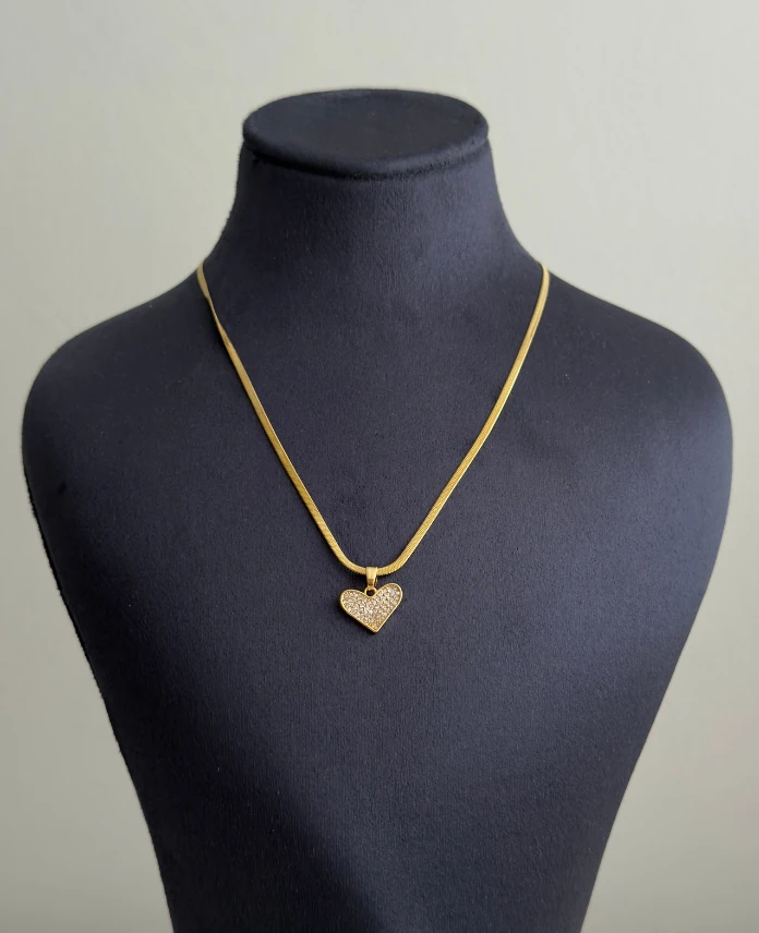 çelik gold kalp italyan 45cm kolye