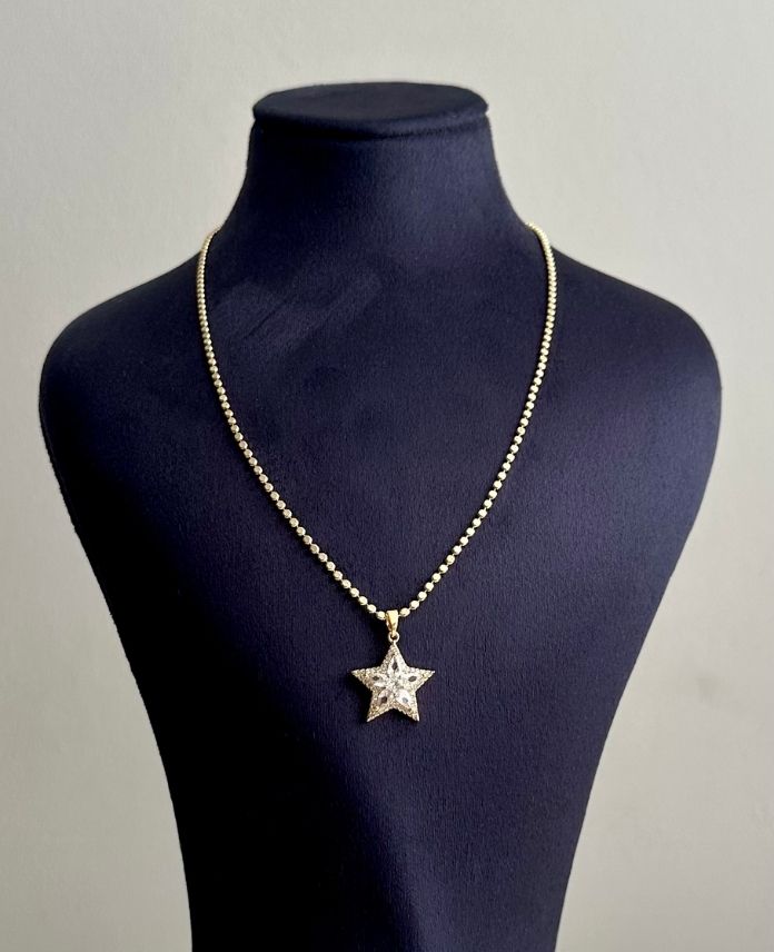 çelik gold nokta zincir yıldız 45cm kolye