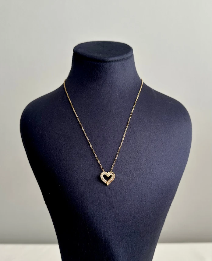 çelik gold kalp 45cm kolye