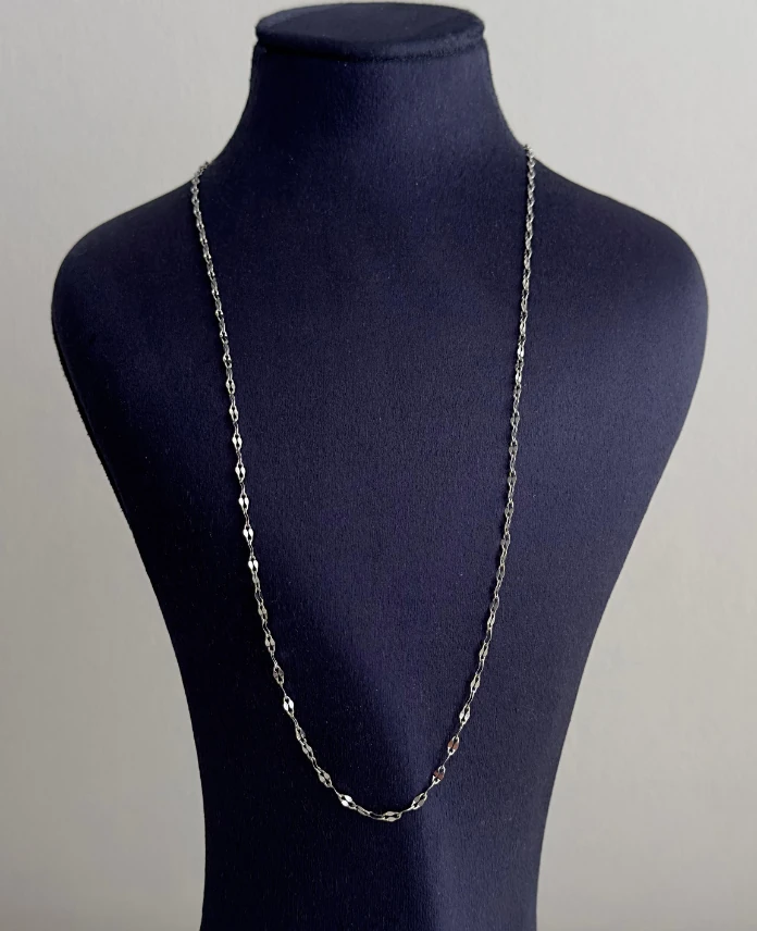 çelik silver parlak düz zincir 45cm kolye