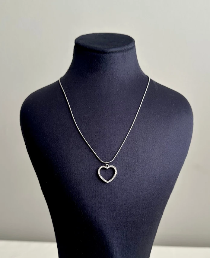 çelik silver kalp yuvarlak zincir 45cm kolye