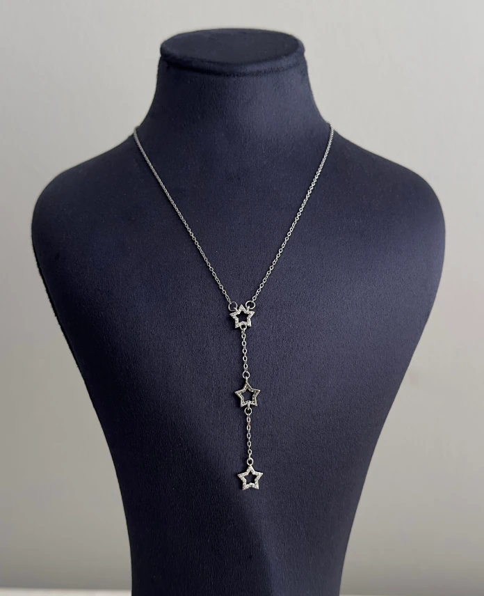 çelik silver yıldız 45cm kolye