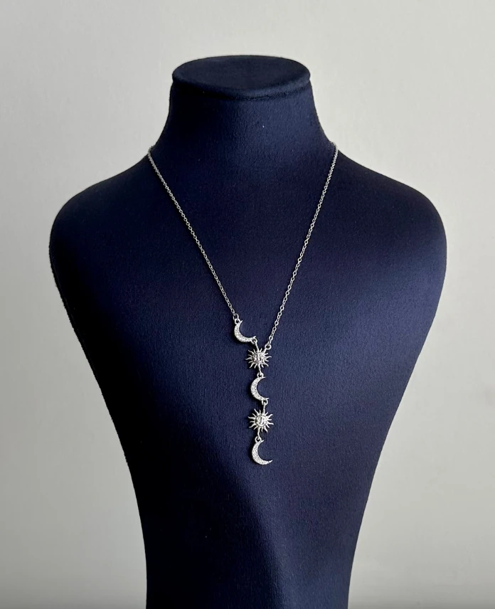 çelik silver ay güneş 50cm kolye