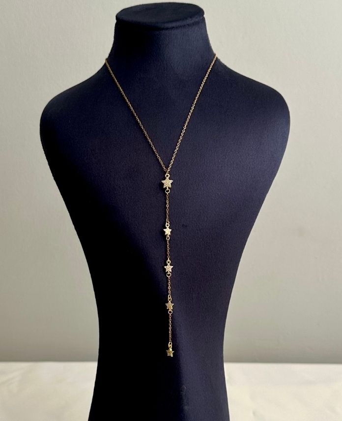 çelik gold yıldız 45cm kolye