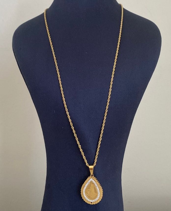 Çelik Damla Tuğralı Burgu 60Cm Kolye
