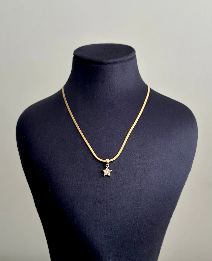 çelik gold yıldız italyan 45cm kolye