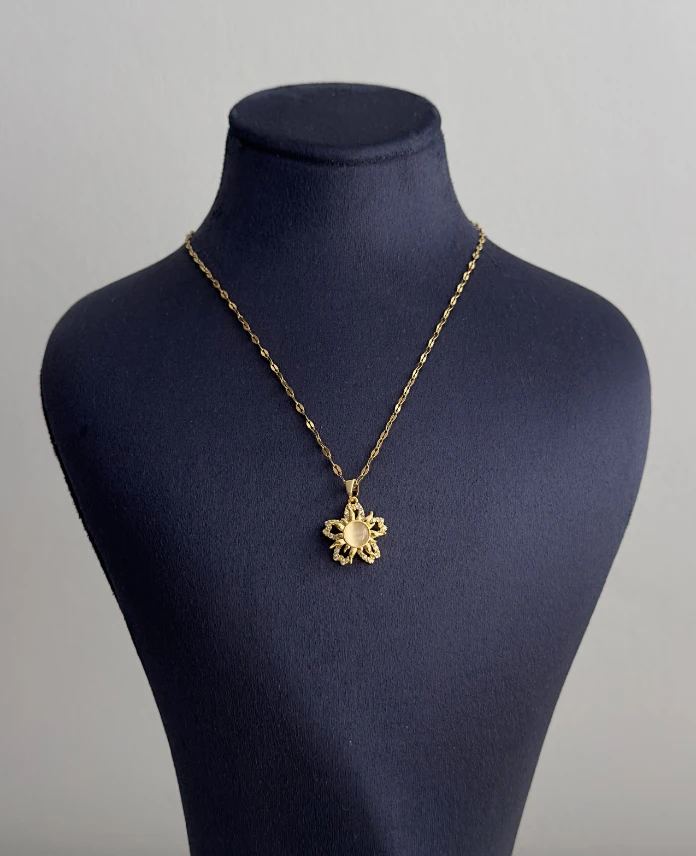 çelik gold güneş dönen 45cm kolye