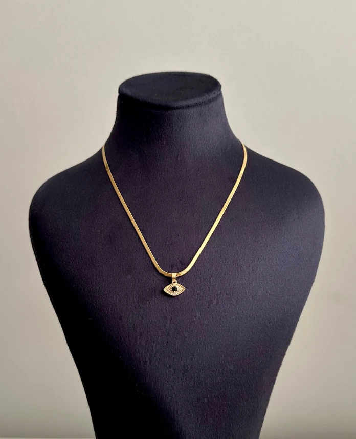 çelik gold göz küçük italyan 45cm kolye