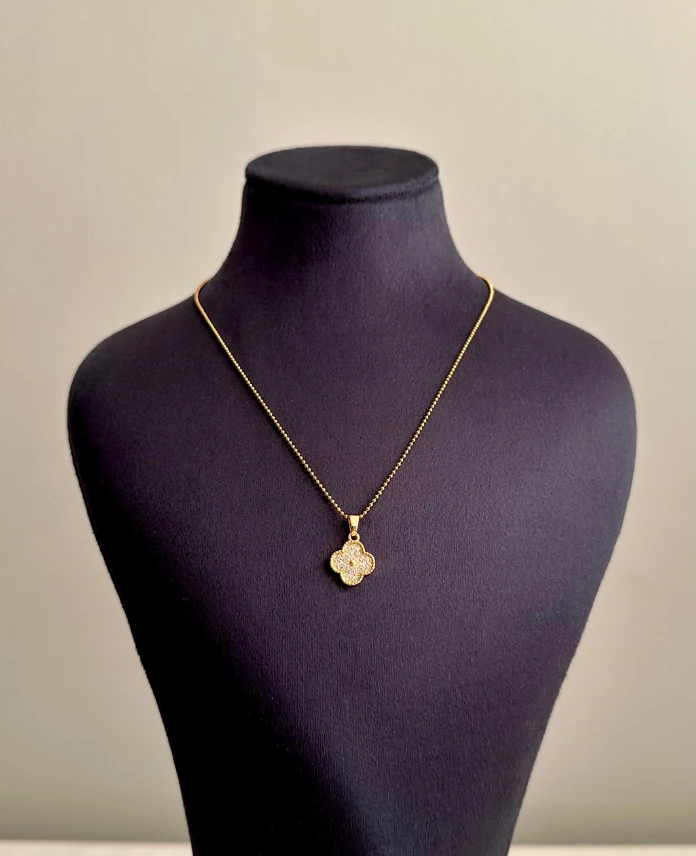 çelik gold yonca nokta zincir 45cm kolye