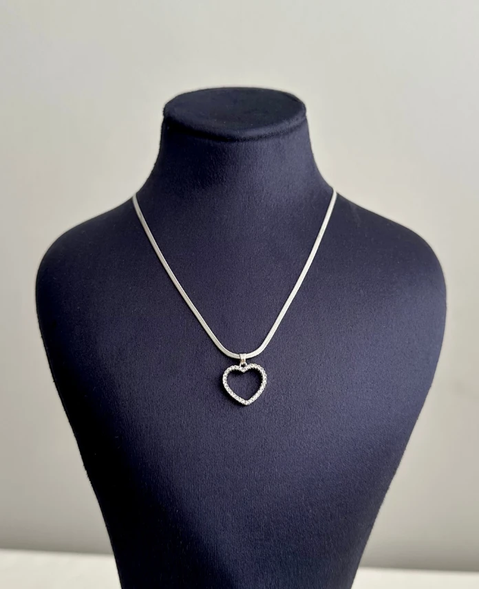 çelik silver italyan kalp 45cm kolye