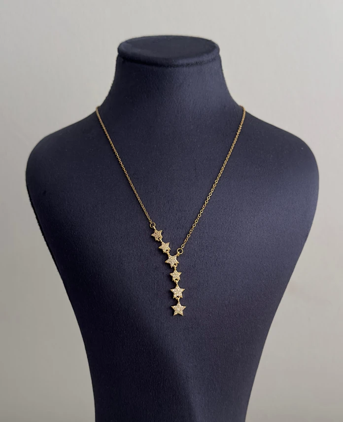 çelik gold yıldız 45cm kolye