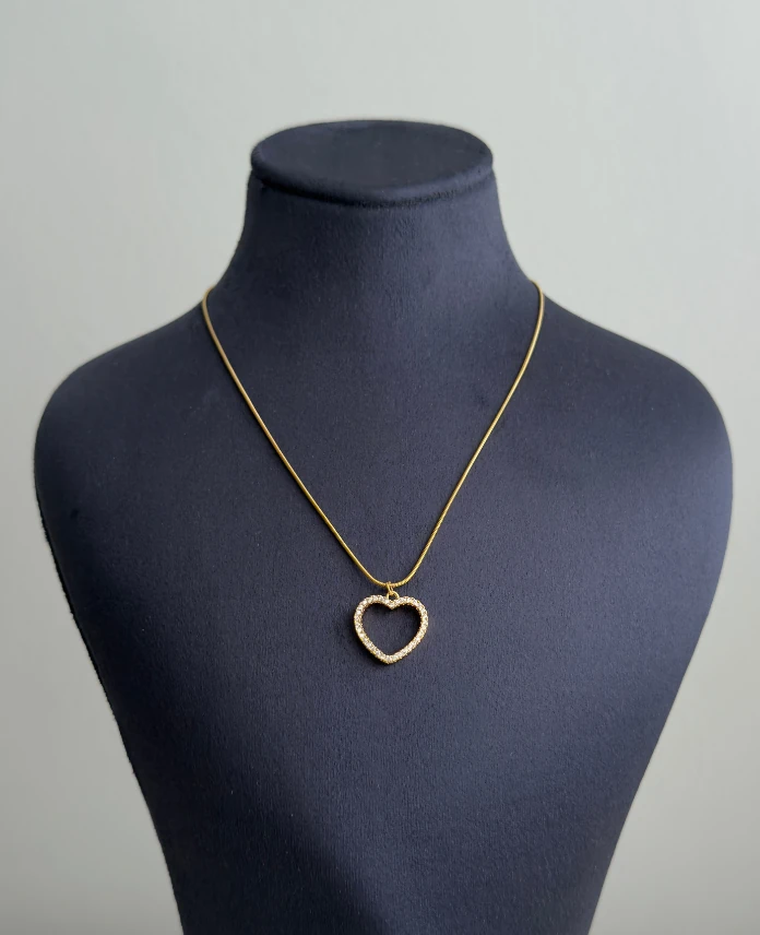çelik gold kalp yuvarlak zincir 45cm kolye