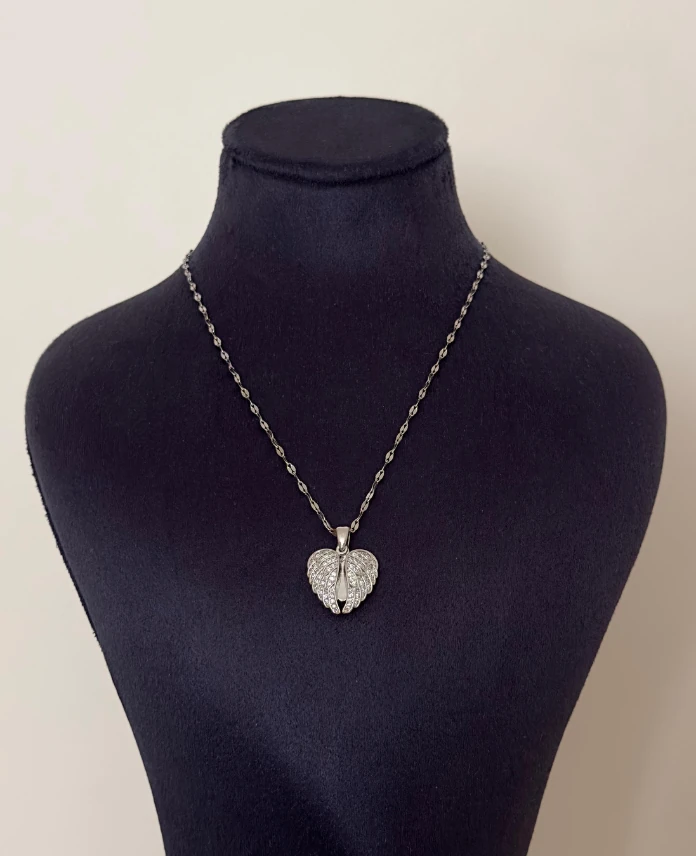 çelik silver açılır kanat plaka 45cm kolye