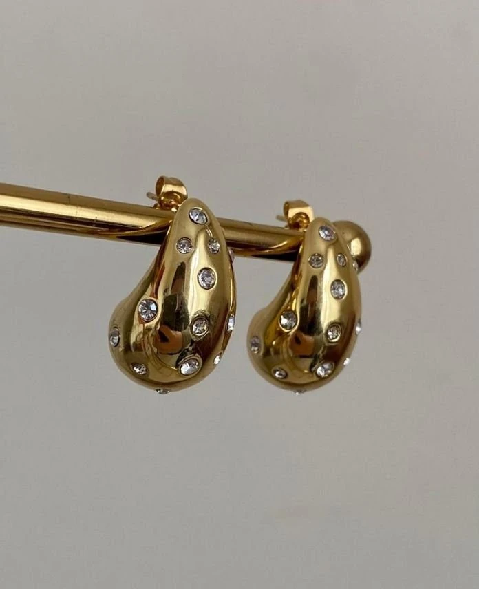 Çelik Damla Taş Küpe