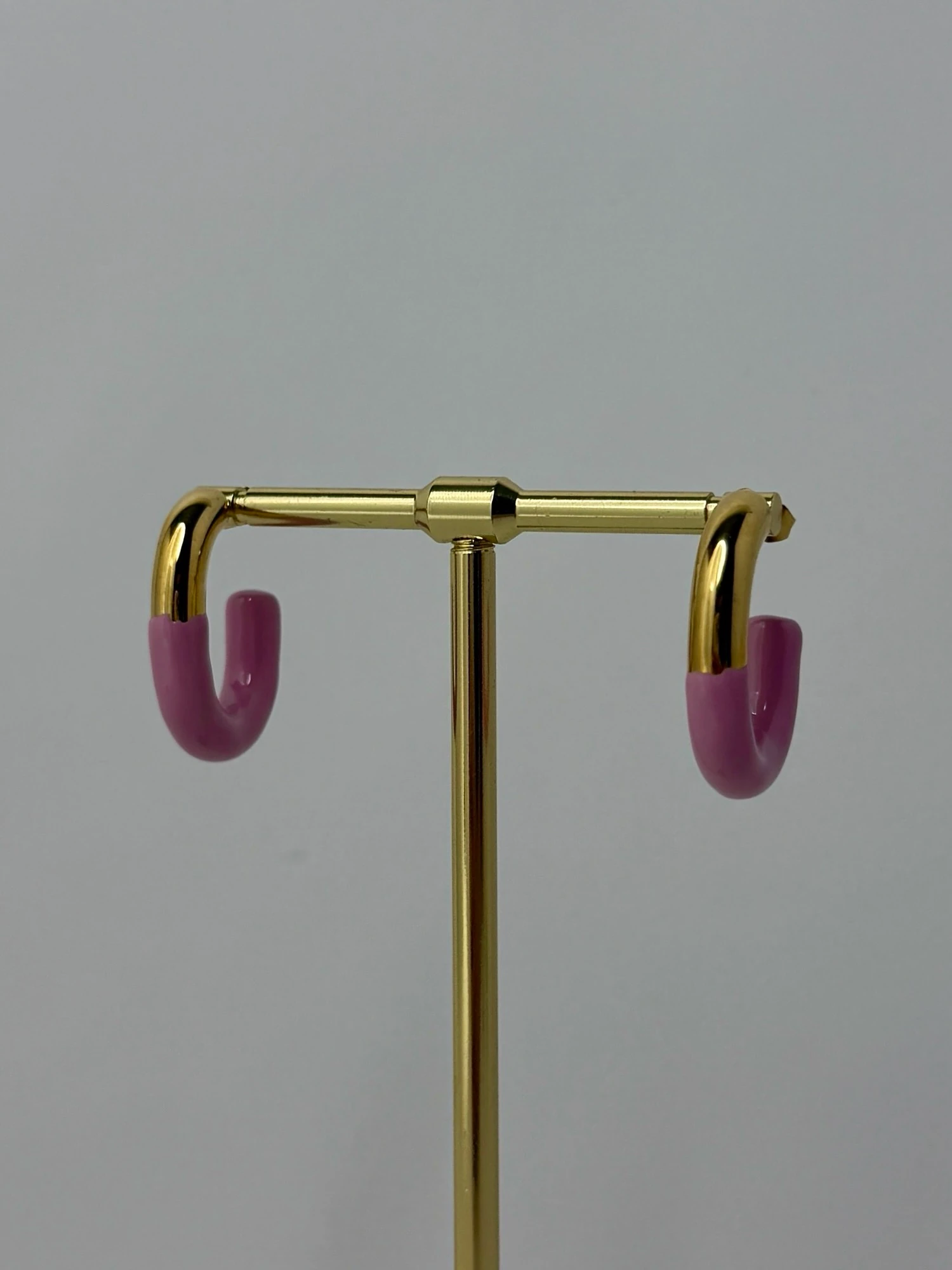 çelik gold mineli pembe küpe