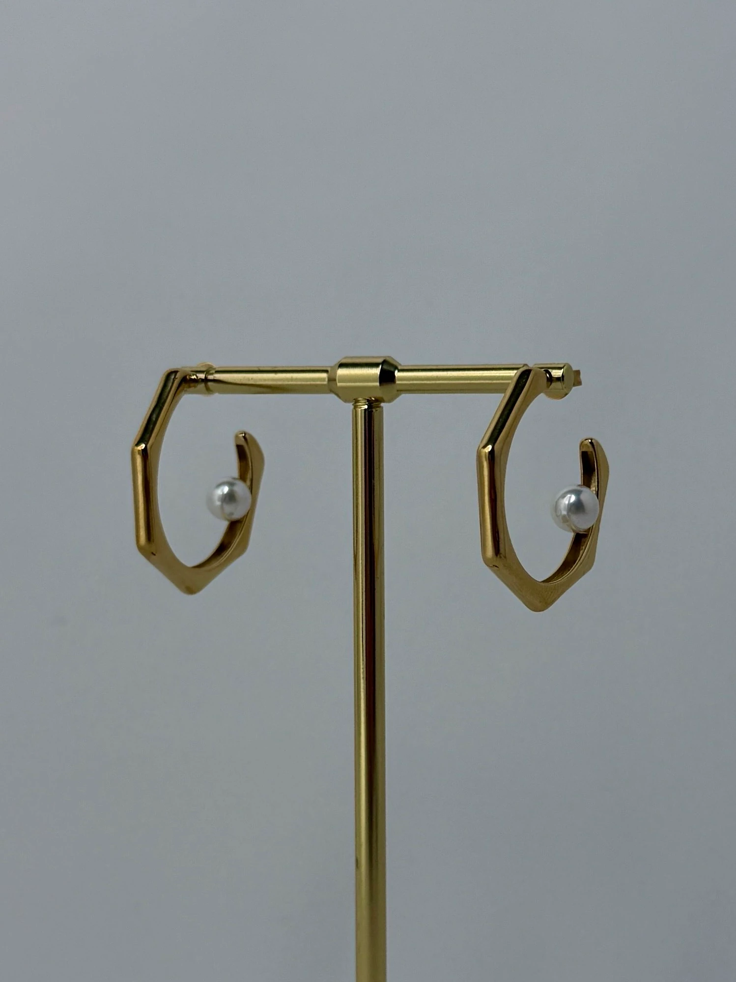 çelik gold halka inci küpe küpe