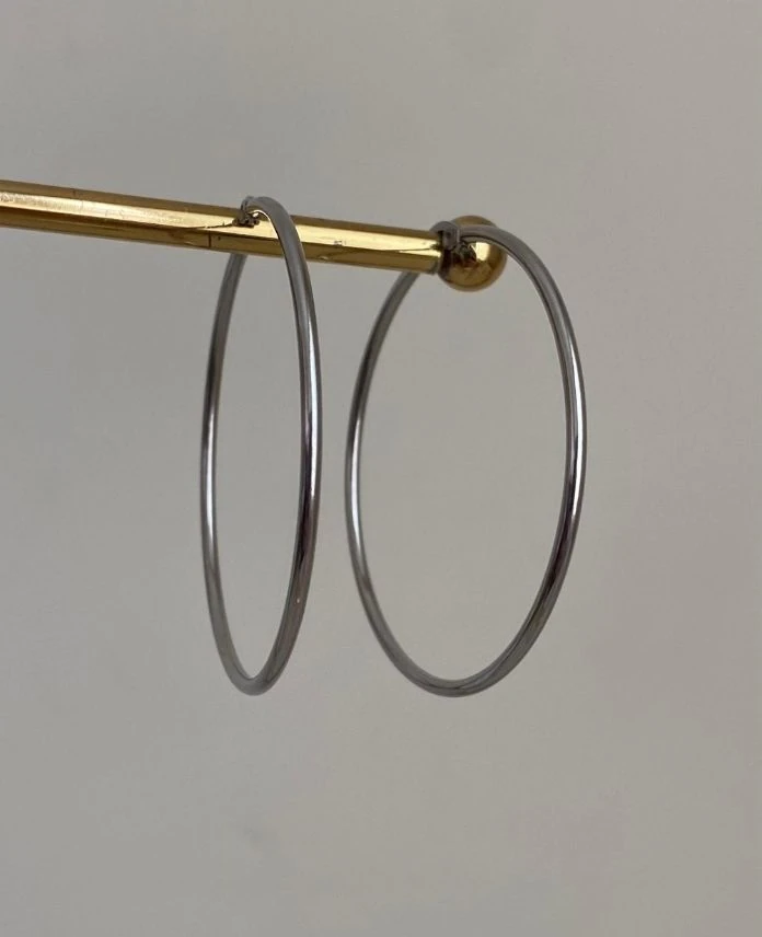 Çelik Halka 55Mm Silver Küpe