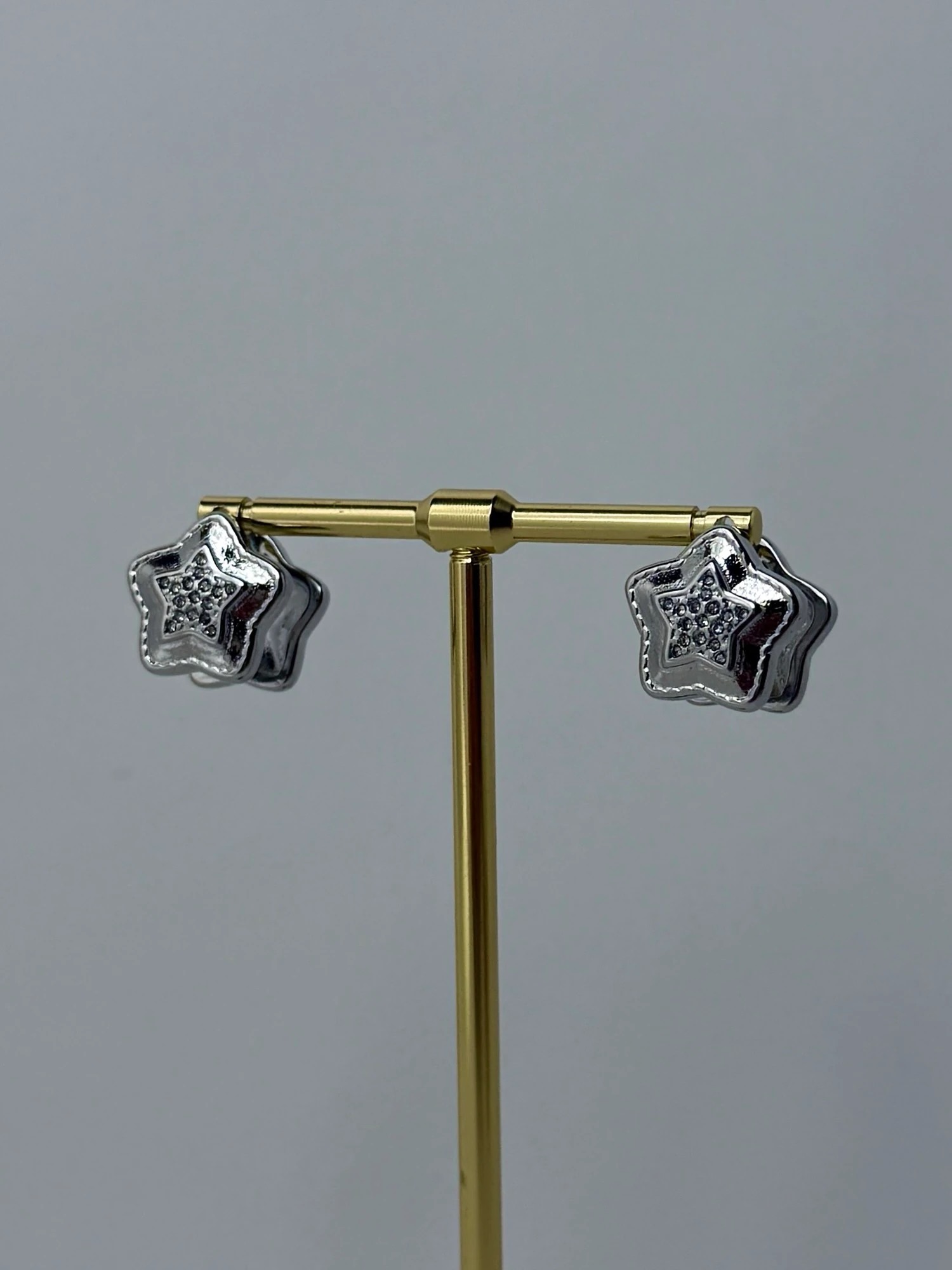 çelik silver yıldız küpe