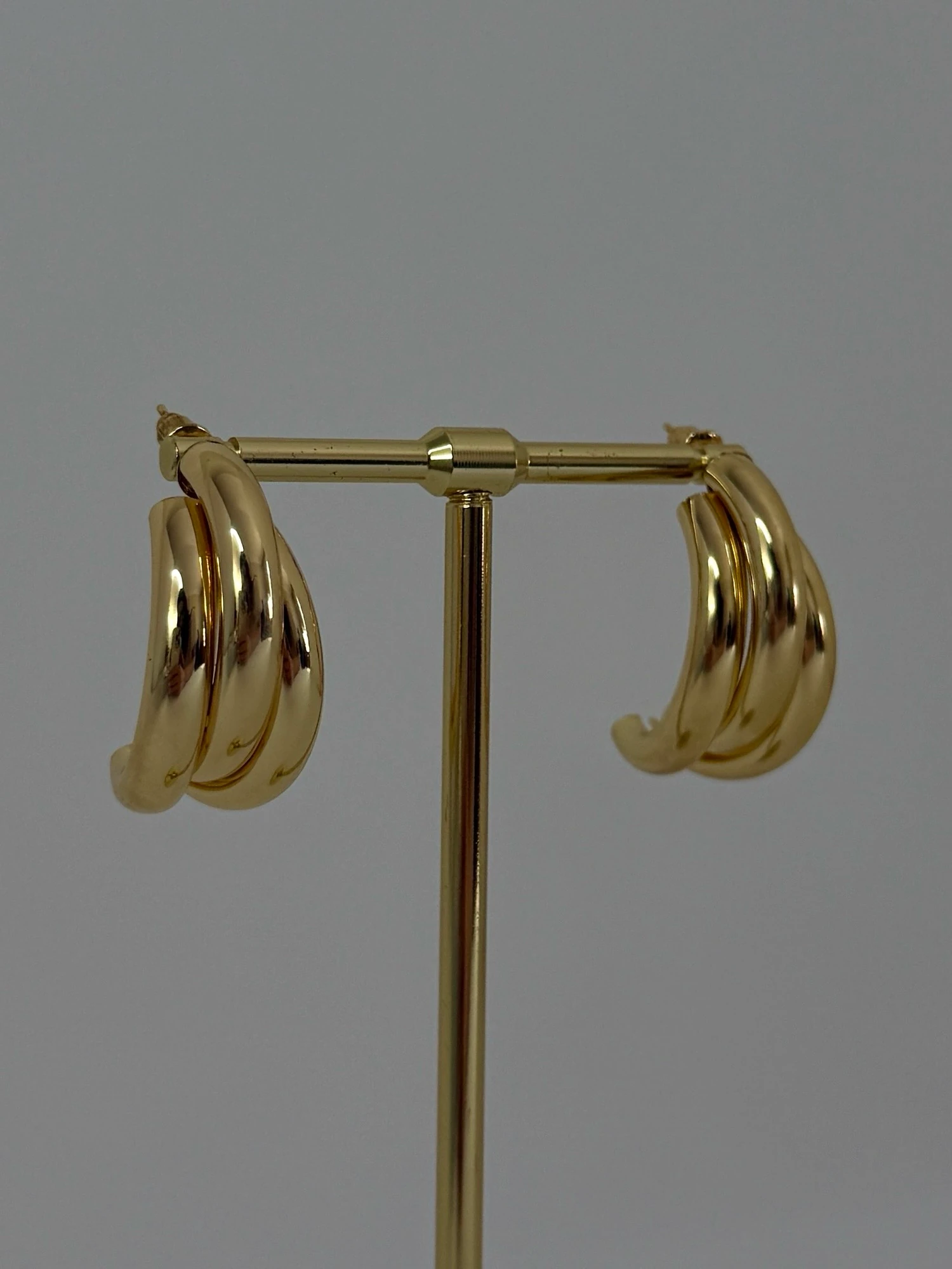 çelik gold üç sıra küpe