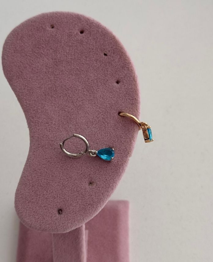 Çelik Sallantılı Mavi Taş Helix Piercing