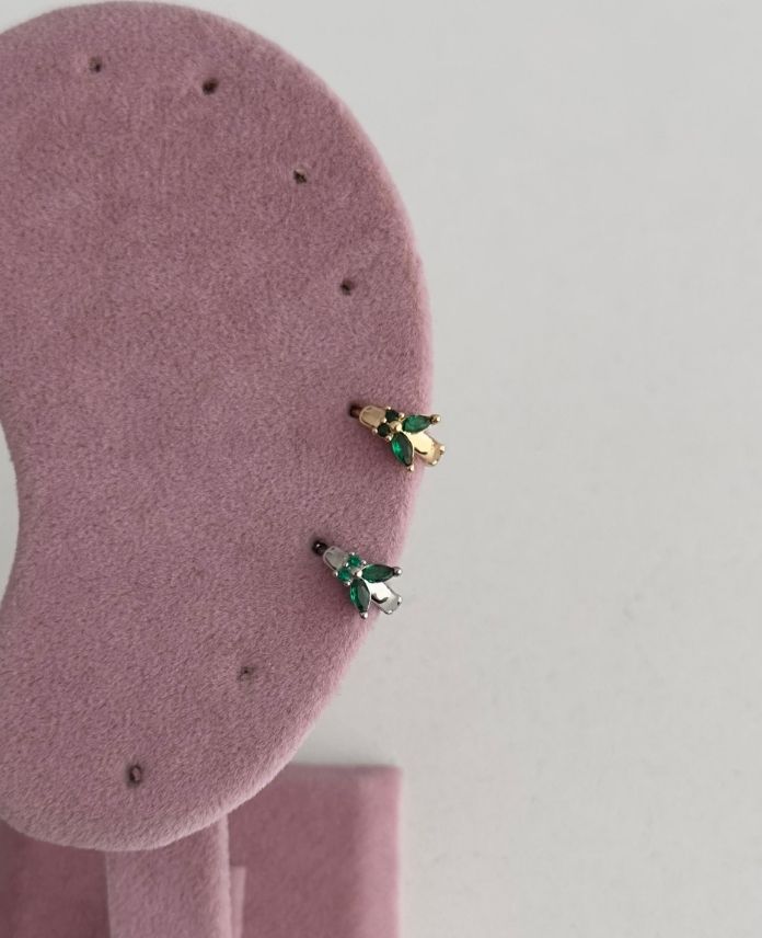 Çelik Kelebek Yeşil Helix Piercing