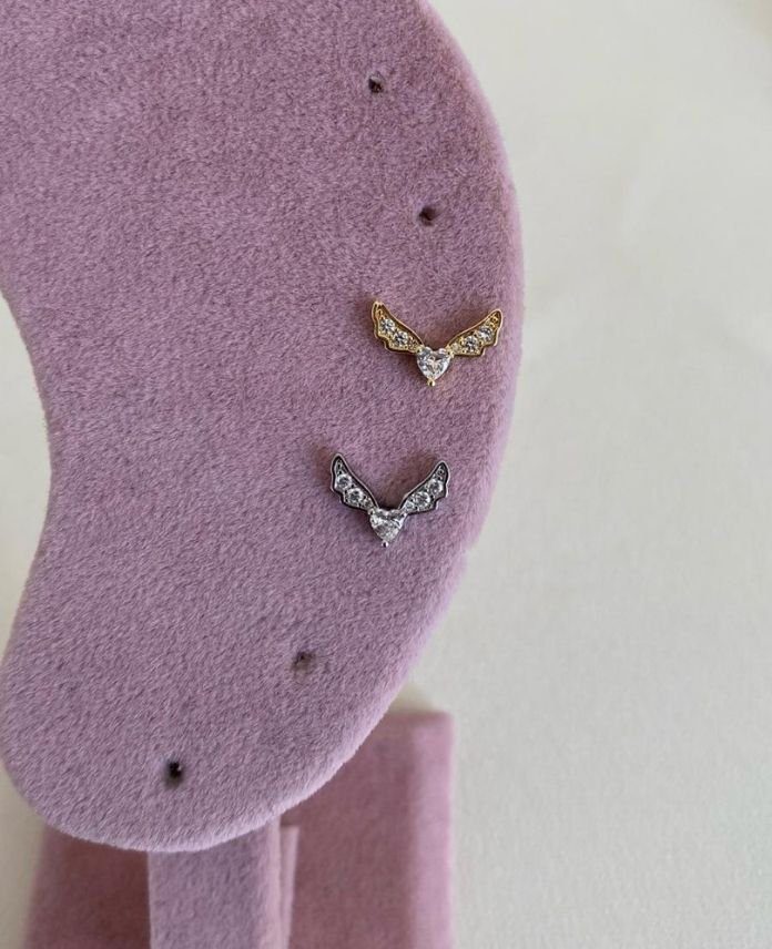 Çelik Kanat Taşlı Piercing