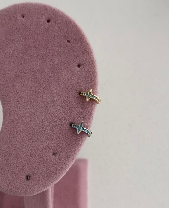 Çelik Artı Mavi Helix Piercing